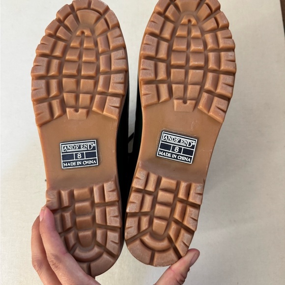 Lands’ End Waterproof Rain Boots Green Lace Up Duck Style Outdoor Gum Sole 8 - Picture 2 of 6